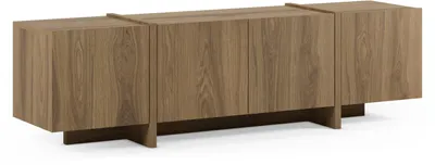 Productafbeelding van TV-meubel VOLIA, donker eikenhout, Japandi-stijl, 4 deuren, 180 x 35 x 55 cm