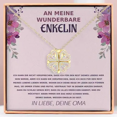 Produktbild von An meine Enkelin - 2in1 Halskette mit Kleeblatt- und Herzmotiv für Damen - NOA_CLOVERIE