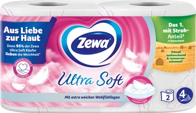 Produktbild von Zewa Toilettenpapier Ultra Soft mit weichen Wohlfühllagen 4lagig 2er