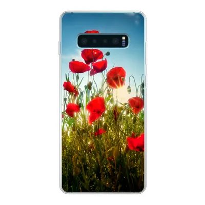 Produktbild von MuchoWow® Handyhülle Schutzhülle Hülle für Samsung Galaxy S10 Plus Mohnblumen - Toskana - Sonne - Rot - Blau Silikon Softcase Handy Hülle - Schutzhülle