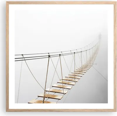 Produktbild von Gerahmtes Poster - Rahmen in heller Eiche - Brücke ausgesetzt Nebel - 60x60 cm - Wand Bild - Wanddeko - Wandbilder - Kunstposter - Wandposter - Bilderrahmen - Bilder - Kunstdruck - P2NAC60x60-5018