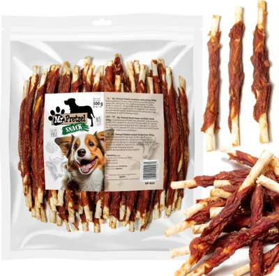 Produktbild von Delikatesse, Snack für Hunde Stick in Rindfleisch gewickelt Mr. Pretzel 500g