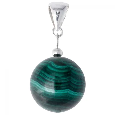 Produktbild von Anhänger aus echtem Malachit & 925er Silber grün Malachitanhänger Kugelanhänger für Damen