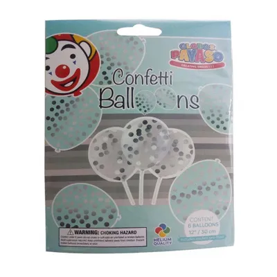 Produktbild von Globos Luftballons mit Konfetti 6 Stück transparent silber