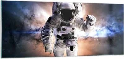 Produktbild von Bilder auf glas - Astronaut Erde Raum - 100x40cm - Glasbilder - Wandbilder - Kunstdruck - zum Aufhängen bereit - Wanddekoration aus Glas - Glas Bilder - Wandbild auf Glas - Einteilig - GAB100x40-2848