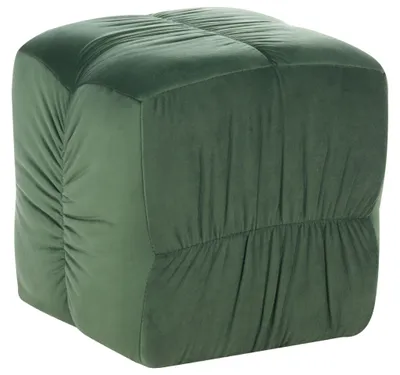 Obrázek produktu pro BELIANI Taburet zelený samet 57 x 57 cm podnožka tvar krychle obývací pokoj glamour styl