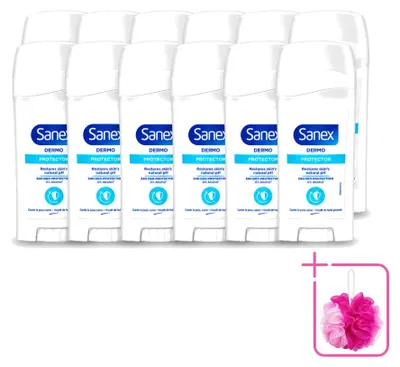 Imagen del producto de 12 unidades de antitranspirante en barra Sanex Dermo Protector, 65 ml, pack ahorro