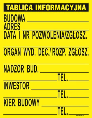 Obrázek produktu pro Tablica Informacyjna Budowlana  700*900Mm