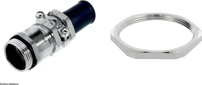 Productafbeelding van LAPP schroefkoppeling met buigbescherming en borgmoer, PG42x1,588, messing (CuZn), vernikkeld, schroefdraadlengte 10,0 mm - 1 stuk