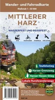 Image de Carte de randonnée et de cyclisme du Harz moyen 1 : 30 000