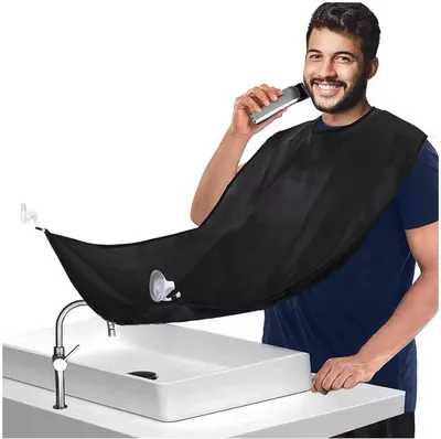 Obrázok produktu pre Ochranné plachty na holenie – Čierna farba – S prísavkou – Zachytáva odstrihnuté vlasy pri holení – Polyester – 120/80 cm – CHPN