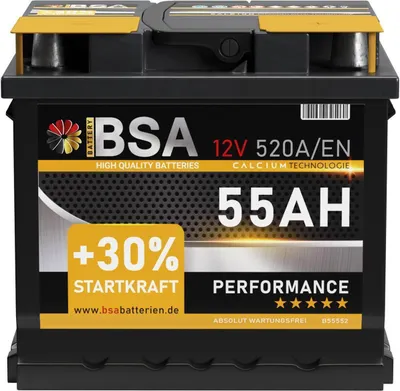 Produktbild von BSA Autobatterie 55Ah 12V Batterie 520AEN +30% Startleistung ersetzt 44Ah 45AH 50AH 52AH 46AH 55AH 47Ah 53AH