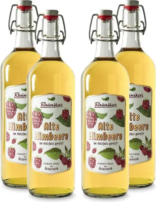 Produktbild von Raunikar - 4er Set Alte Himbeere Schnaps 4x 1L (38% Vol)- [Enthält Sulfite]