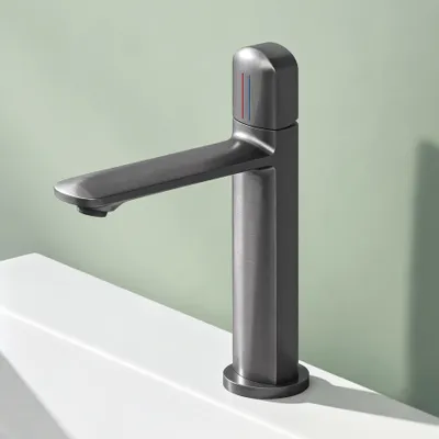 Produktbild von Mai & Mai Armatur Bad Wasserhahn Badezimmer Waschtischarmatur Einhebelmischer Mischbatterie Bad aus Messing mit Wassersparfunktion Grau 1190