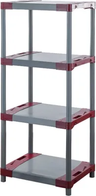Produktbild von Kunststoffregal GREY BEAR | Low | HxBxT 138x60x46cm | Fachlast 120kg | Grau-Rot