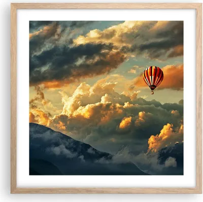 Produktbild von Gerahmtes Poster - Rahmen in heller Eiche - Wolken Ballon Flug - 50x50 cm - Wand Bild - Wanddeko - Wandbilder - Wandposter - Bilderrahmen - Bilder - Kunstdruck - Wandbild - P2NAC50x50-3791