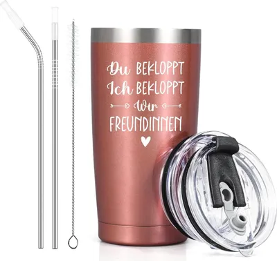 Image de Livole Du Bekloppt Ich Bekloppt Tasse 600ml Acier inoxydable Thermobecher Or rose