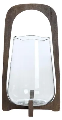Obrázek produktu pro Svítilna ANOSY od Light & Living s čirým sklem a tmavým dřevem - Ø26x48 cm