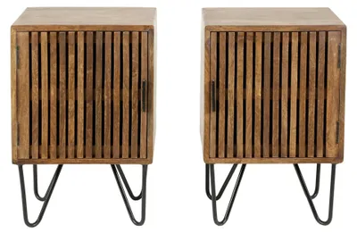 Image de Table de chevet FURNLUX Tweak marron sable et noir 40 cm (2 pièces) / Couleur principale : marron / Dimensions : 40 x 60 x 30 cm