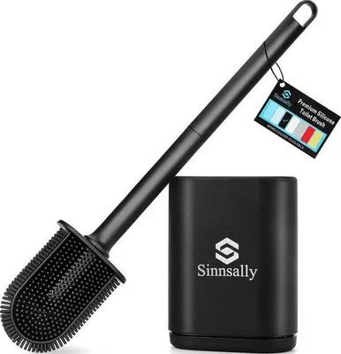 Produktbild von Silikonbürste für das Badezimmer, Wandhalter mit WC-Bürste, schnelle Abtrocknung, WC-Set mit Halter für Bad und Dusche.