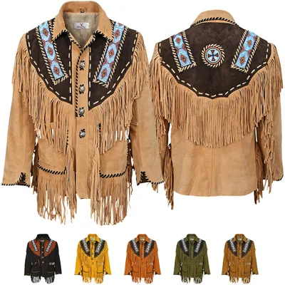 Produktbild von Herren Westernjacke Western Reitjacke Lederjacke Trachtenjacke, Größe:58/3XL, Farbe:Beige