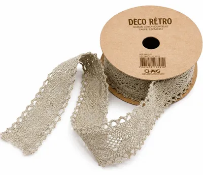 Produktbild von Schleifenband Baumwolle Taupe 2 m Spitzenband Hochzeit Vintage Deko