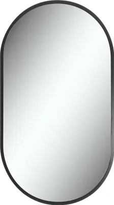 Produktbild von Spiegel oval schwarz mit warmweißer Beleuchtung und Schalter, vertikal/horizontal montierbar