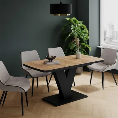 Image de Table de salle à manger Vicco Fenaro Chêne doré/noir 120x80cm extensible, Model 57997