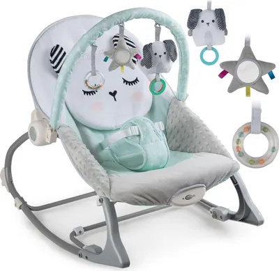 Produktbild von Babywippe mit Vibrationsfunktion, Mintgrün - Verstellbare Rückenlehne