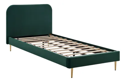 Immagine prodotto di Letto imbottito con rivestimento in velluto Verde 90x200 cm
