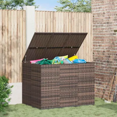 Image de vidaXL Coffre à coussins de jardin en rotin PE 145x100x103 cm brun