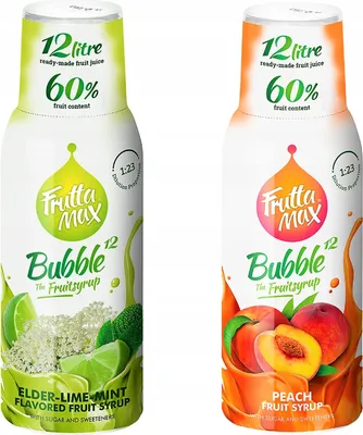 Zdjęcie produktu dla Syrop FruttaMax LIMONKA MIĘTA BEZ 500ml+BRZOSKWINIA 500ml