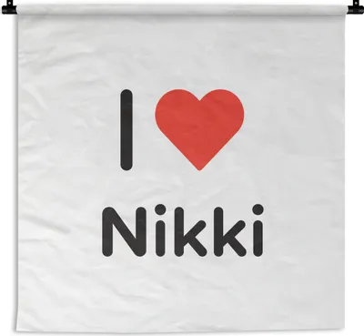 Produktbild von MuchoWow® Wandteppich Wandbehang Ich liebe - Nikki - Mädchen 150x150 cm Tapisserie Dekoration Wandtuch - Wohnaccessoires - Modernes
