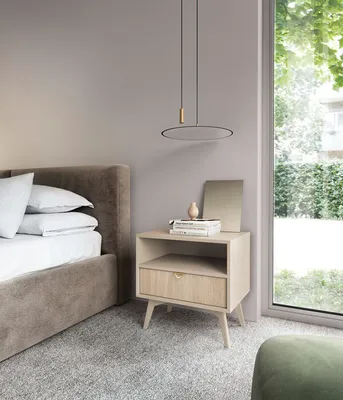 Produktbild von 2er-Set Nachtkonsole Nachtschrank Forest 54x38x54cm beige Herringbone Skandi