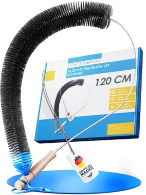 Produktbild von LOBENSWERK Heizkörperbürste 2.0 [120cm - Schwarz] aus tierfreien Nylonborsten - Heizungsbürste, Heizkörper Reinigungsbürste