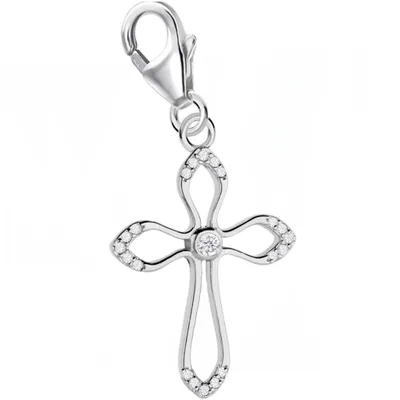 Eleganter Kreuzanhänger Charm mit Zirkonia - Echtschmuck

