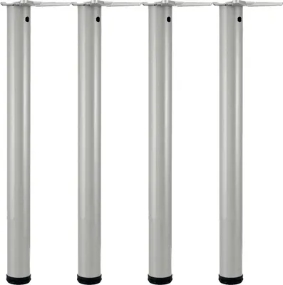 Produktbild von camar Tischfüße verstellbar 690-720mm rund ø 60mm, Metall Tischbeine höhenverstellbar, Stahl silber 4 Stück