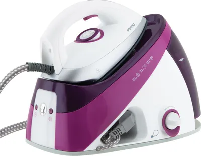 A steam iron station is shown against a white background.