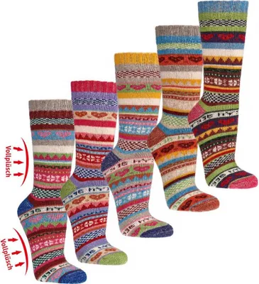Produktbild von 2 Paar extra warme Thermo Socken schönes Hygge Muster Schaf Alpaka Wolle Gr. 39-42