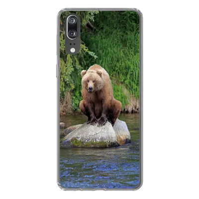 Produktbild von MuchoWow® Handyhülle Schutzhülle Hülle für Huawei P20 Bär - Stein - Tier Silikon Softcase Handy Hülle - Hardcover