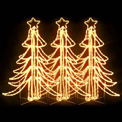 Imagen del producto de Figura árbol Navidad plegable 3 pzas blanco cálido 87x87x93 cm