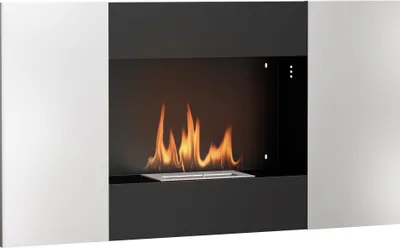 Produktbild von HOMCOM Bioethanol-Kamin zur Wandmontage mit 0,9-l-Brenner für 3,3 Stunden Brenndauer, eingebauter Biokamin aus Stahl und Glas, Ethanol-Innenkamin mit 20㎡-Abdeckung, 100x15x54 cm, Schwarz und Silber