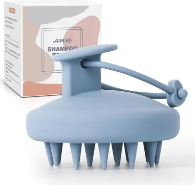 Image de AIMIKE Brosse de massage du cuir chevelu en silicone Brosse à shampooing pour la croissance des cheveux, humide et sec