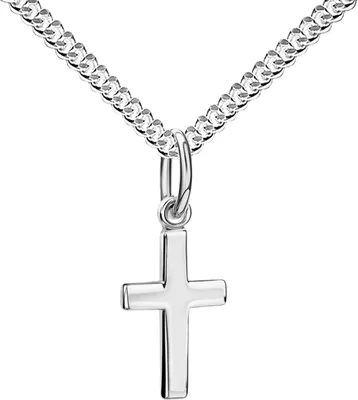 Produktbild von Kleines Weißgold Kreuz 585 Gold 14K Anhänger für Damen, Kinder. Mit Kette 60 cm