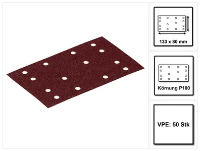 Productafbeelding van Festool STF 80x133 RU2/50 schuurbanden Rubin 2 P100 80 x 133 mm 50 stuks ( 499049 ) voor schuurschijven RTS 400, RTSC 400, RS 400, RS 4, LS 130