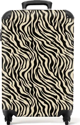 Produktbild von NoBoringSuitcases.com® Koffer Handgepäck Trolley Rollkoffer Kleine Reisekoffer mit 4 Rollen - Tiermuster - Zebra - Schwarz - Design - Cabin Size < 55x40x23 cm & 55x40x20 cm - Fotokoffer - Kabinenkoffer - BoardgepäckHandgepäck Koffer 55x35x20 cm, 36L,
