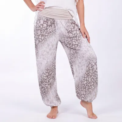 Produktbild von Haremshose Damen Sommerhose Gr. 36-44 luftige Leo Look Flatterhose weites Bein