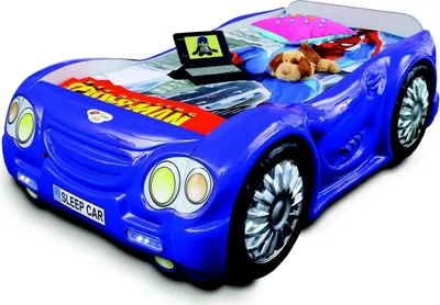 Produktbild von Rennwagen Auto Bett mit Matratze Kinderbett Autobett Kinderzimmer Blau Betten