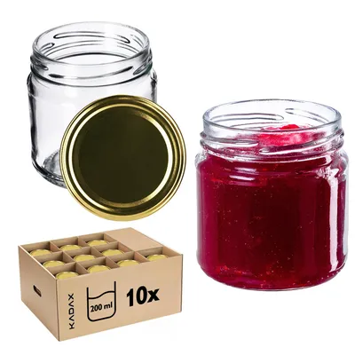 Obrázok produktu pre Zavarovacie poháre KADAX "Lerma", 200 ml, zlaté viečko, 10 ks