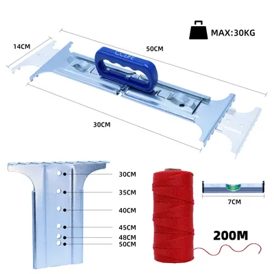 Produktbild von CCLIFE Fliesenwerkzeug-Set, für Fliesen 30-50cm & bis 30kg, inkl. Wasserwaage, Maurerschnur, Fliesen-/Plattenheber, Tragegriff, Nylonseil